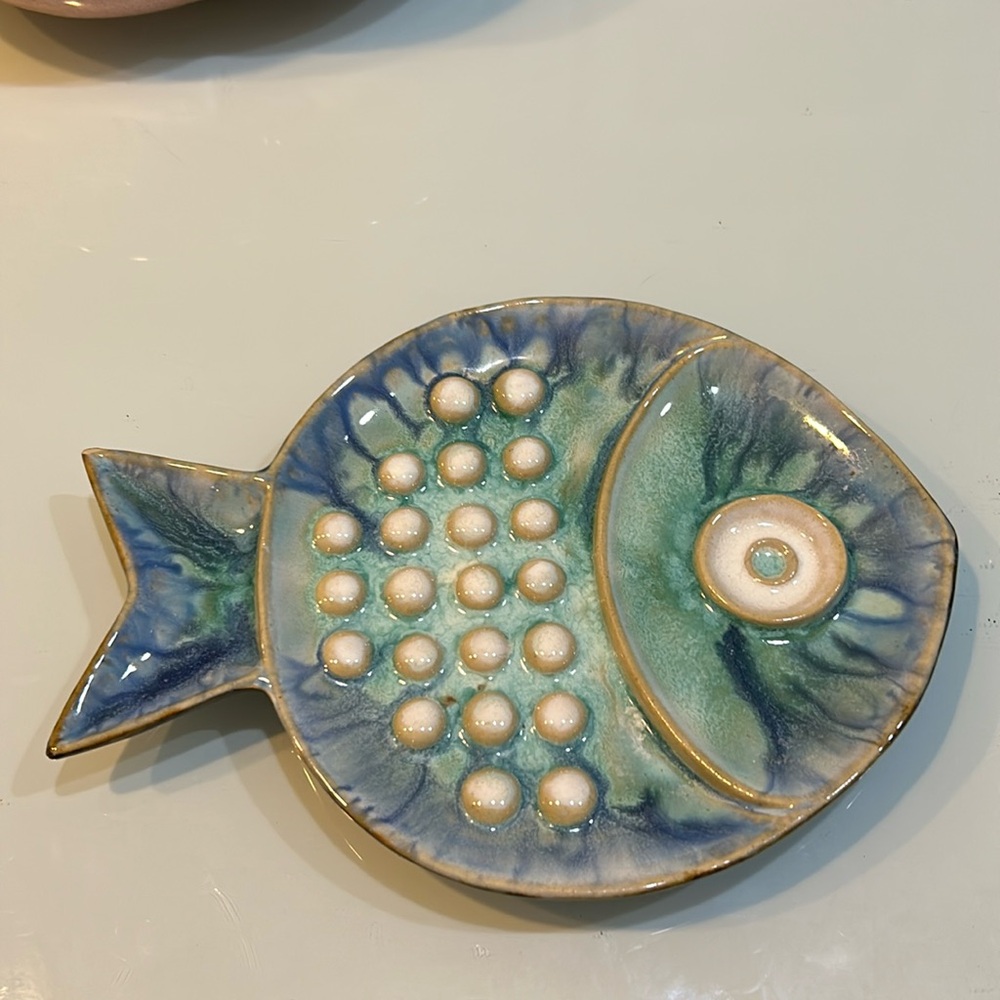 Vintage MCM ? fish wall ceramic plaque decor by Global Views